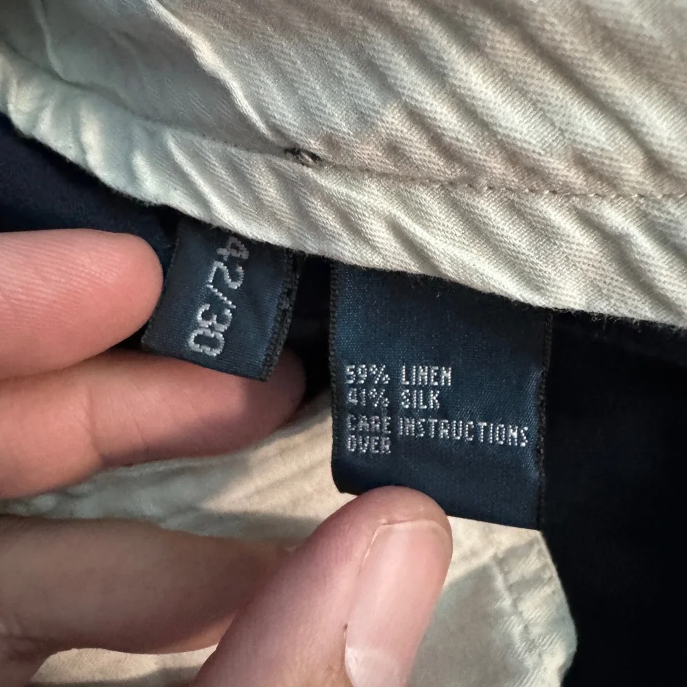 Polo Ralph Lauren Linen Silk Dress Pants Mens 42x30 Navy Pleated Trousers Slacks